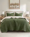 Madison Park Riordan Waffle Knit Chenille 3-pc. Comforter Set, Full/queen In Green