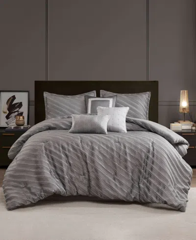 Madison Park Riva Jacquard 7-pc. Comforter Set, Queen In Gray