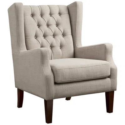 Madison Park Roan Linen Wingback Button Tufted Accent Chair