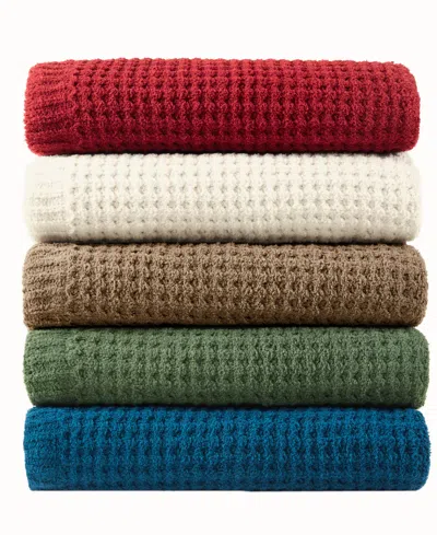 Madison Park Rowan Waffle Knit Chenille Throw, 50" X 60" In Brown