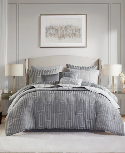 Madison Park Royce Luxury Jacquard 10-pc. Comforter Set, Queen In Gray
