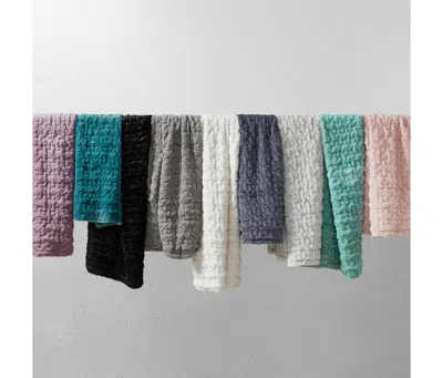 Madison Park Ruched Reversible Faux-fur Throw, 50" X 60" In Teal