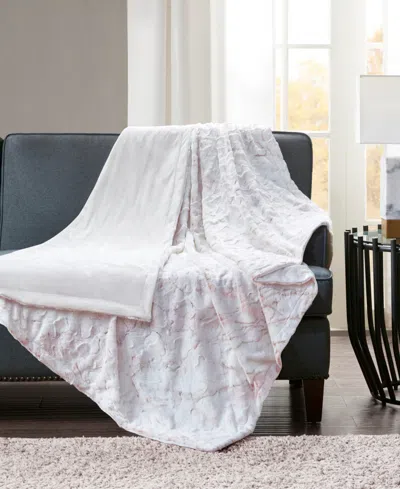 Madison Park Sachi Faux-fur Throw, 60" X 70" In Blush