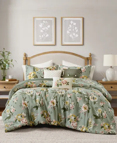Madison Park Salara Vintage Floral 7-pc. Comforter Set, Queen In Green
