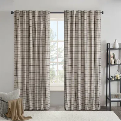 Madison Park Salford Rod Pocket Light-filtering Single Curtain Panel In Black