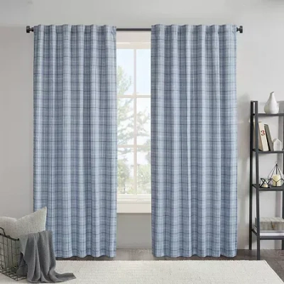 Madison Park Salford Rod Pocket Light-filtering Single Curtain Panel In Blue