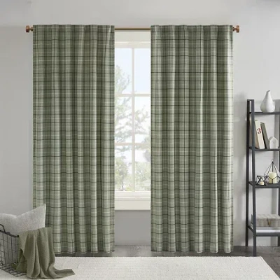 Madison Park Salford Rod Pocket Light-filtering Single Curtain Panel In Green