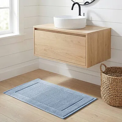 Madison Park Sanctuary Cotton Woven Bath Rug In Blue
