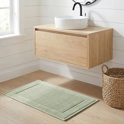 Madison Park Sanctuary Cotton Woven Bath Rug In Green