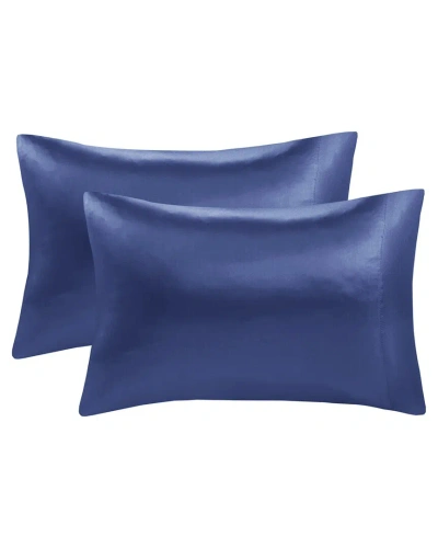 Madison Park Satin Luxury Pillowcase Set In Blue