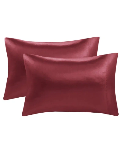 Madison Park Satin Luxury Pillowcase Set In Burgundy