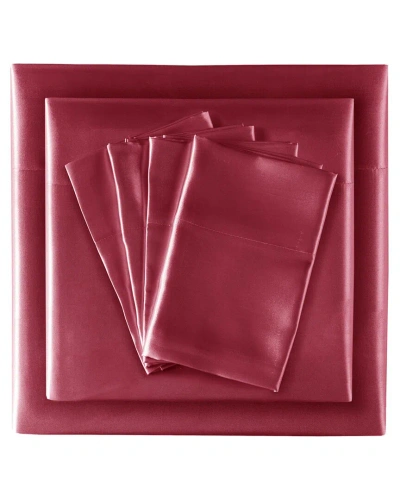 Madison Park Satin Luxury Sheet Set In Red