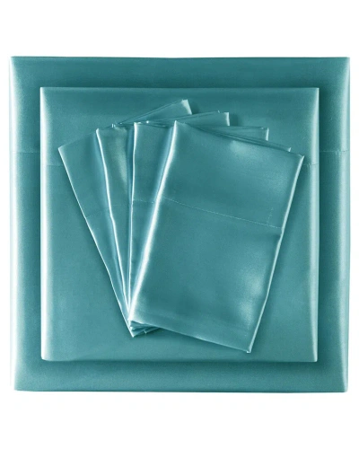 Madison Park Satin Luxury Sheet Set In Blue