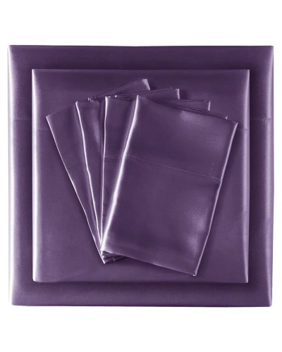 Madison Park Satin Luxury Sheet Set In Purple
