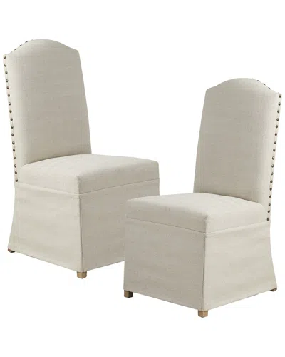 Madison Park Set Of 2 Foster High Back Dining Chairs With Skirts In Beige