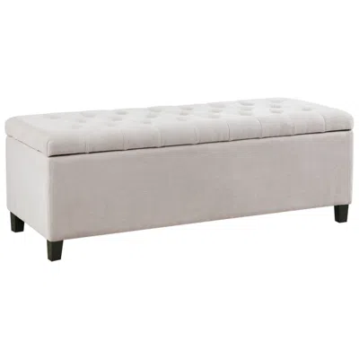 Madison Park Shandra Ii 49" Wide Natural Tufted Top Storage Bench In White