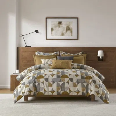 Madison Park Signature Cirque Jacquard Oversized Duvet Style Comforter Set In Gold