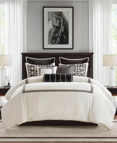 MADISON PARK SIGNATURE JARVIS EMBROIDERY OVERSIZED DUVET STYLE 9-PC. COMFORTER SET, KING