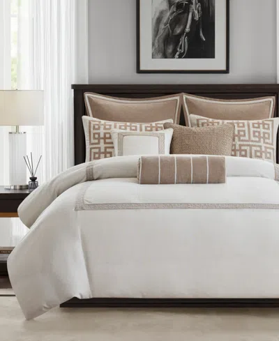 Madison Park Signature Jarvis Embroidery Oversized Duvet Style 9-pc. Comforter Set, King In Neutral