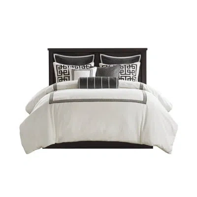 Madison Park Signature Jarvis Embroidery Oversized Duvet Style Comforter Set In Black