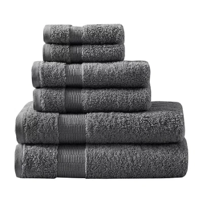 Madison Park Signature Luce 100% Egyptian Cotton 6-pc. Solid Bath Towel Set In Black