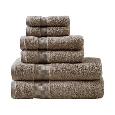Madison Park Signature Luce 100% Egyptian Cotton 6-pc. Solid Bath Towel Set In Gray