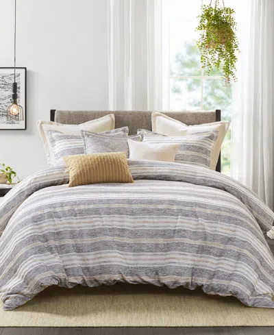 Madison Park Signature Oasis Oversized Chenille Jacquard Striped 9-pc. Comforter Set, King/california King In Charcoal