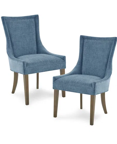 Madison Park Signature Ultra Traditional Fabric Upholstered Swoop Back Dining Side Chair, Set Of 2 In Blue