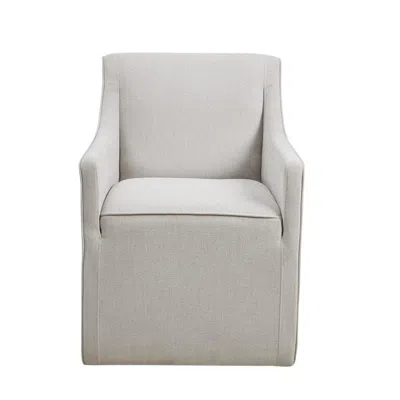 Madison Park Skirted Dining Arm Chair With Casters In Gray