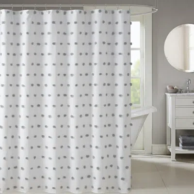 Madison Park Sophie Polka Dots Shower Curtain In Gray
