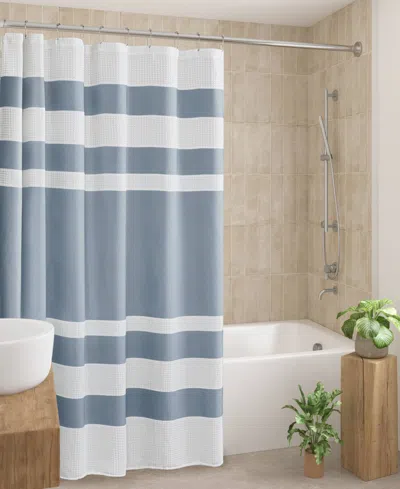 Madison Park Spa Waffle 3m-scotchgard Shower Curtain, 108" X 72" In Blue