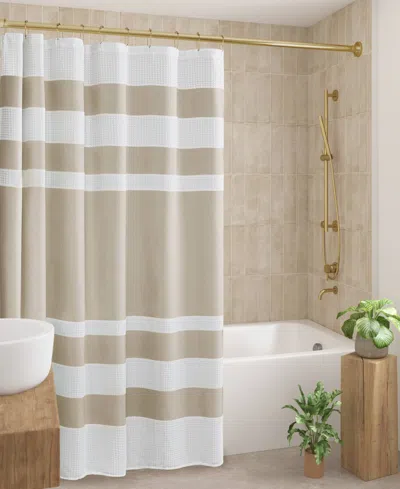 Madison Park Spa Waffle 3m-scotchgard Shower Curtain, 108" X 72" In Neutral