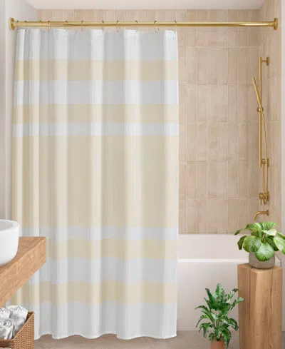 Madison Park Spa Waffle 3m-scotchgard Shower Curtain, 72" X 72" In Cream