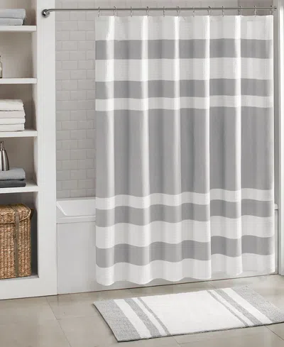 Madison Park Spa Waffle 3m-scotchgard Shower Curtain, 72" X 84" In Grey