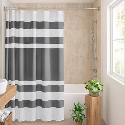 Madison Park Spa Waffle 3m Scotchgard Shower Curtain In Black