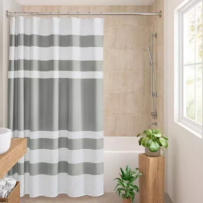 Madison Park Spa Waffle 3m Scotchgard Shower Curtain In Gray