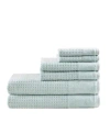 Madison Park Spa Waffle Jacquard 600 Gsm Combed Cotton 6-pc. Towel Set Bedding In Aqua