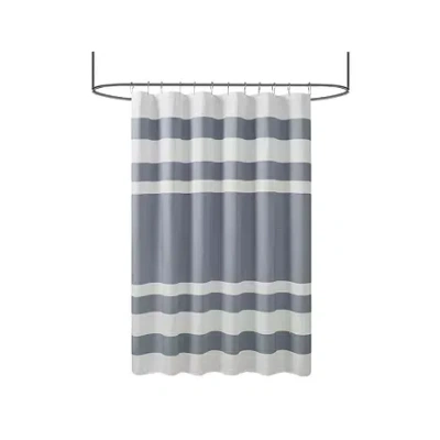 Madison Park Spa Waffle With 3m Treatment Shower Curtain In Blue