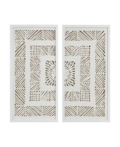 Madison Park Tala Framed Geometric Rice Paper Panel 2-pc. Shadowbox Wall Decor Set In Natural