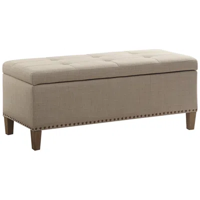 Madison Park Tessa 42" Wide Light Grey Fabric Tufted Storage Bench