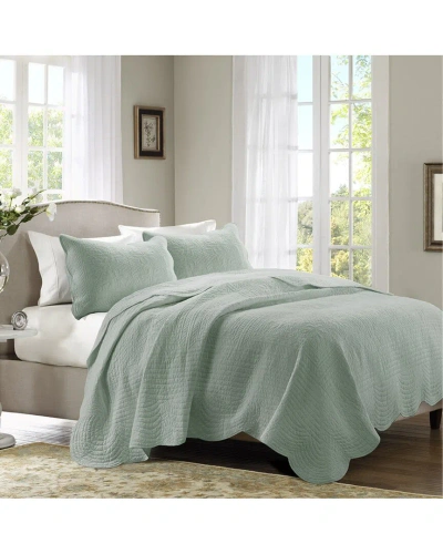 Madison Park Tuscany Reversible Scalloped Edge Quilt Set In Green