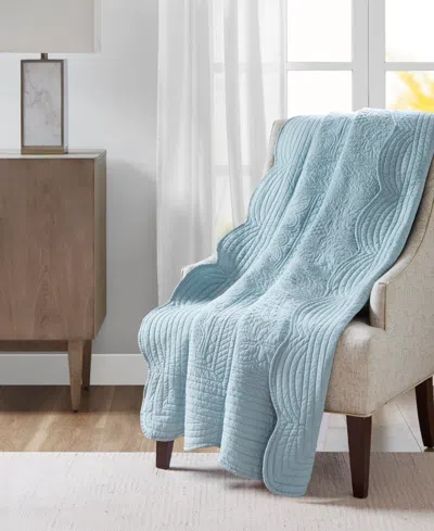 Madison Park Tuscany Scalloped-edge Throw, 60" X 72" In Blue