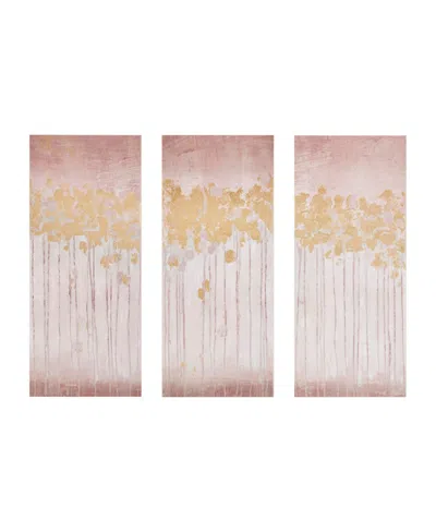 Madison Park Twilight Forest Gel Coated Canvas With Gold Foil 3-pc Set In Blush