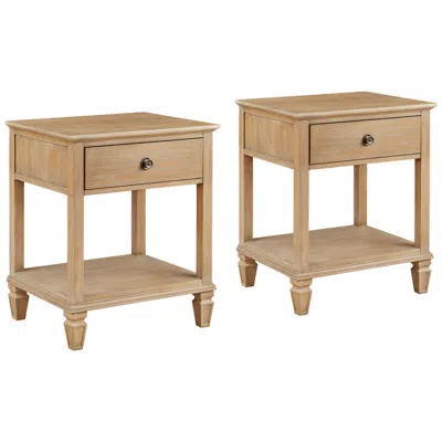 Madison Park Victoria 24" Wide Light Natural Wood Bedside Tables Set Of 2