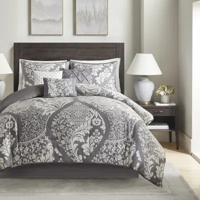 Madison Park Vienna 7 Piece Cotton Printed Comforter Set In Gray