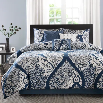 Madison Park Vienna Indigo Damask Cal King 7-piece Comforter Set