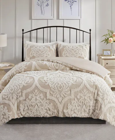 Madison Park Viola Damask 3-pc. Comforter Set, Full/queen In Taupe