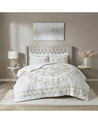 Madison Park Violette Tufted Cotton Chenille Comforter Set In White