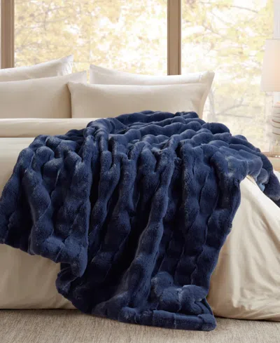 Madison Park Vivienne Faux Fur Throw, 50" X 60" In Blue