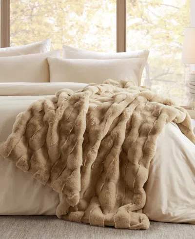 Madison Park Vivienne Faux Fur Throw, 50" X 60" In Brown